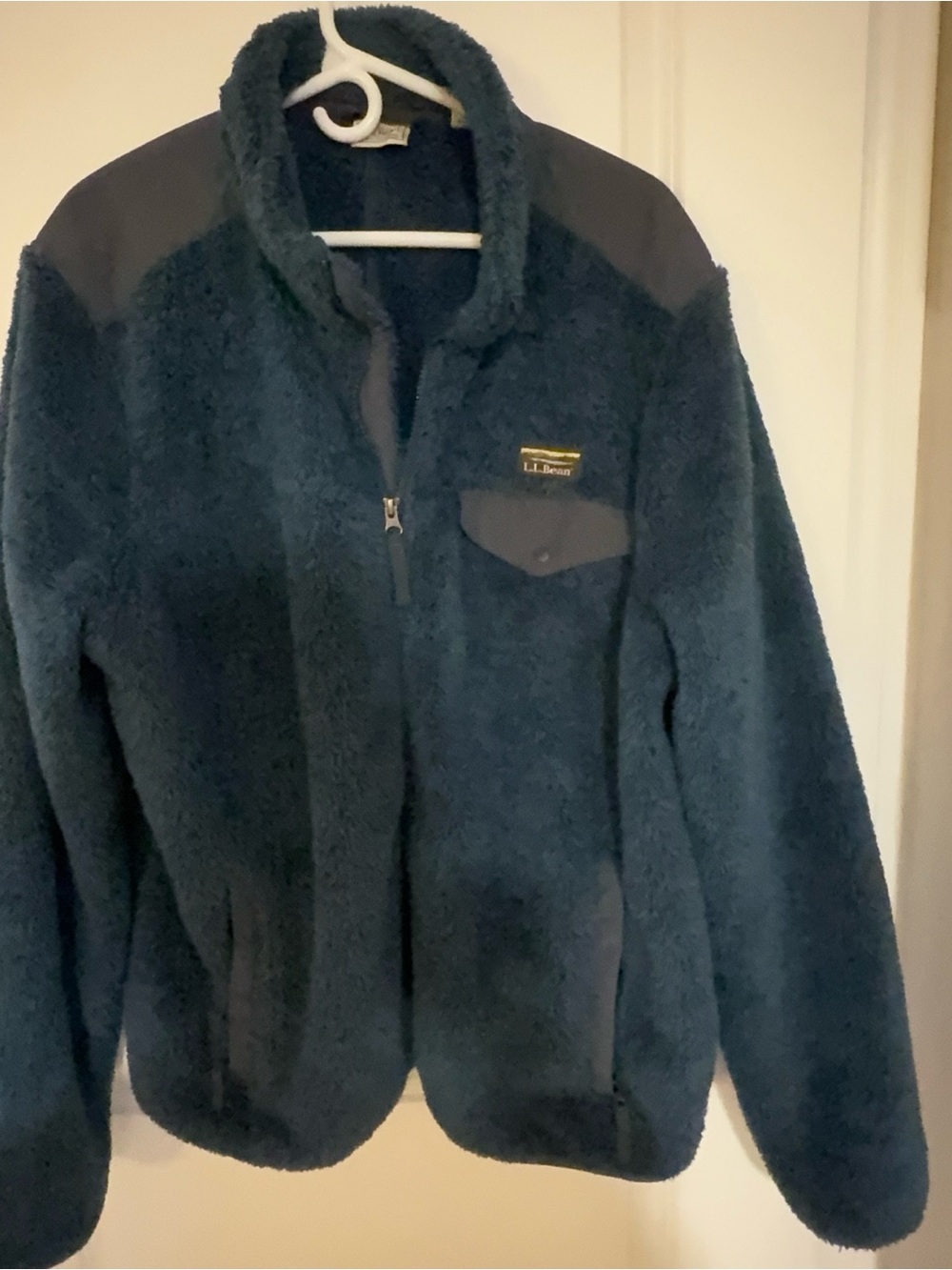 L.L. Bean Women's Dark Navy Plush Teddy Zip Jacket